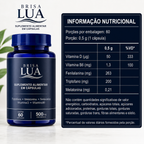 Informação nutricional do Brisa Lua, suplemento alimentar em cápsulas com triptofano, melatonina, fenilalanina, vitamina D e vitamina B6