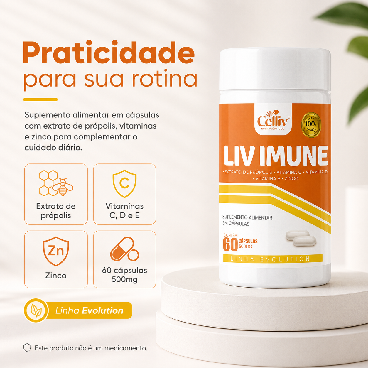 Suplemento alimentar Liv Imune Celliv para cuidado diário